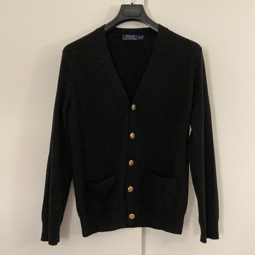 Polo Ralph Lauren Merino Wool Cardigan With Elbow Patches, Men’s, Black, Size S